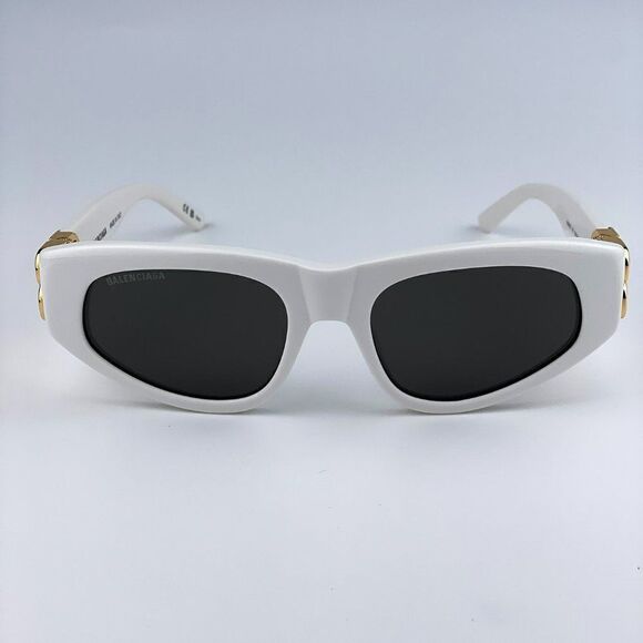 SALE! NEW Balenciaga BB0095S 012 White Gold Logo Grey Cat Eye Unisex Sunglasses main image 14